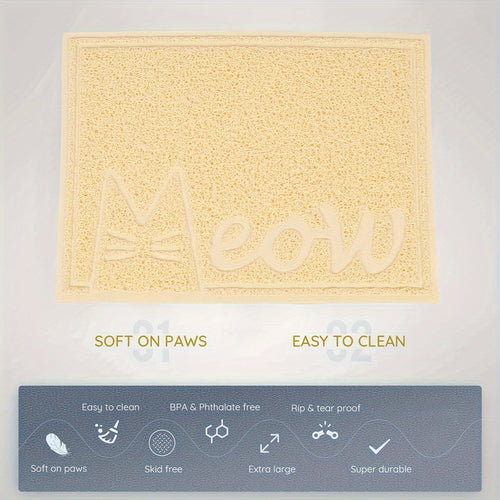 1pc Letter Print Cat Litter Mat - Waterproof, Urine Proof, Non-Slip Mat For Cat Litter & Cleaning