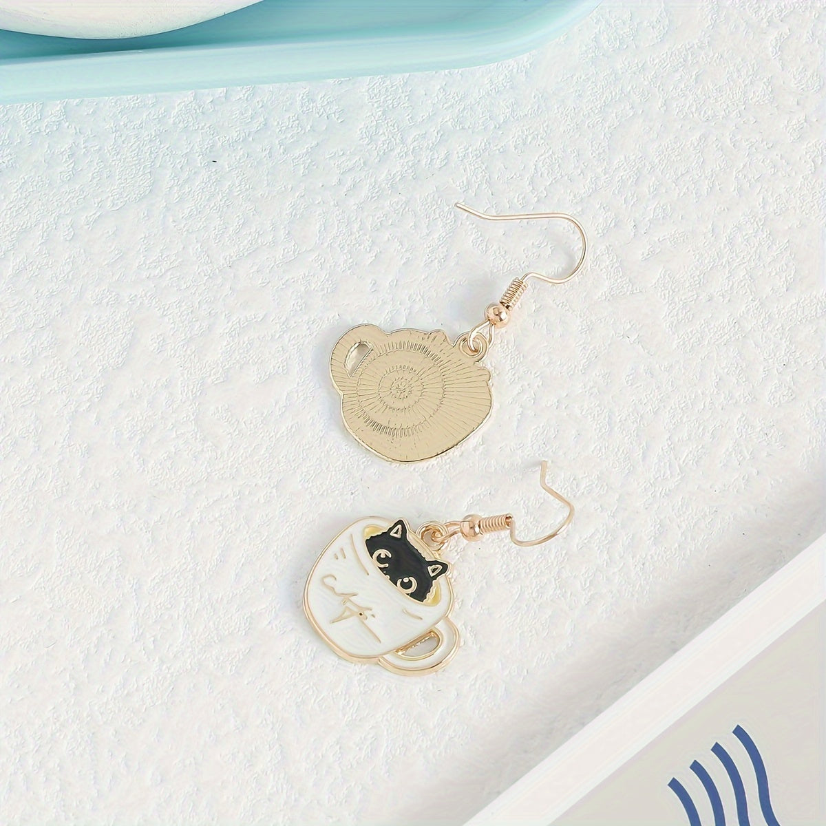 1 Pair Of Cute Drop Earrings Lovely Cup & Kitten Design Match Daily Outfits Party Accessories Casual Dating Decor For Female