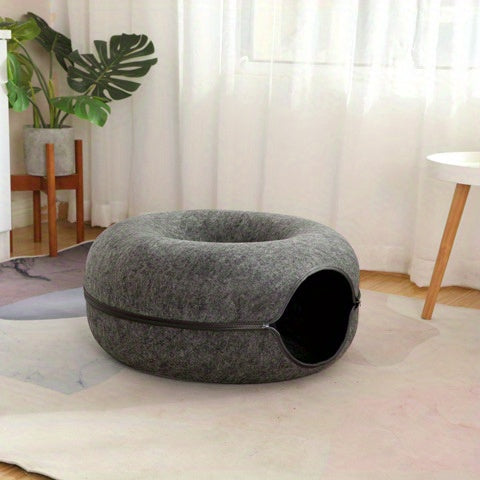 Cat Cave for Multiple Cats & Large Cats, Cat Caves for Indoor Cats, Cat Tunnel Bed, Scratch Detachable & Washable Large Donut Cat Bed