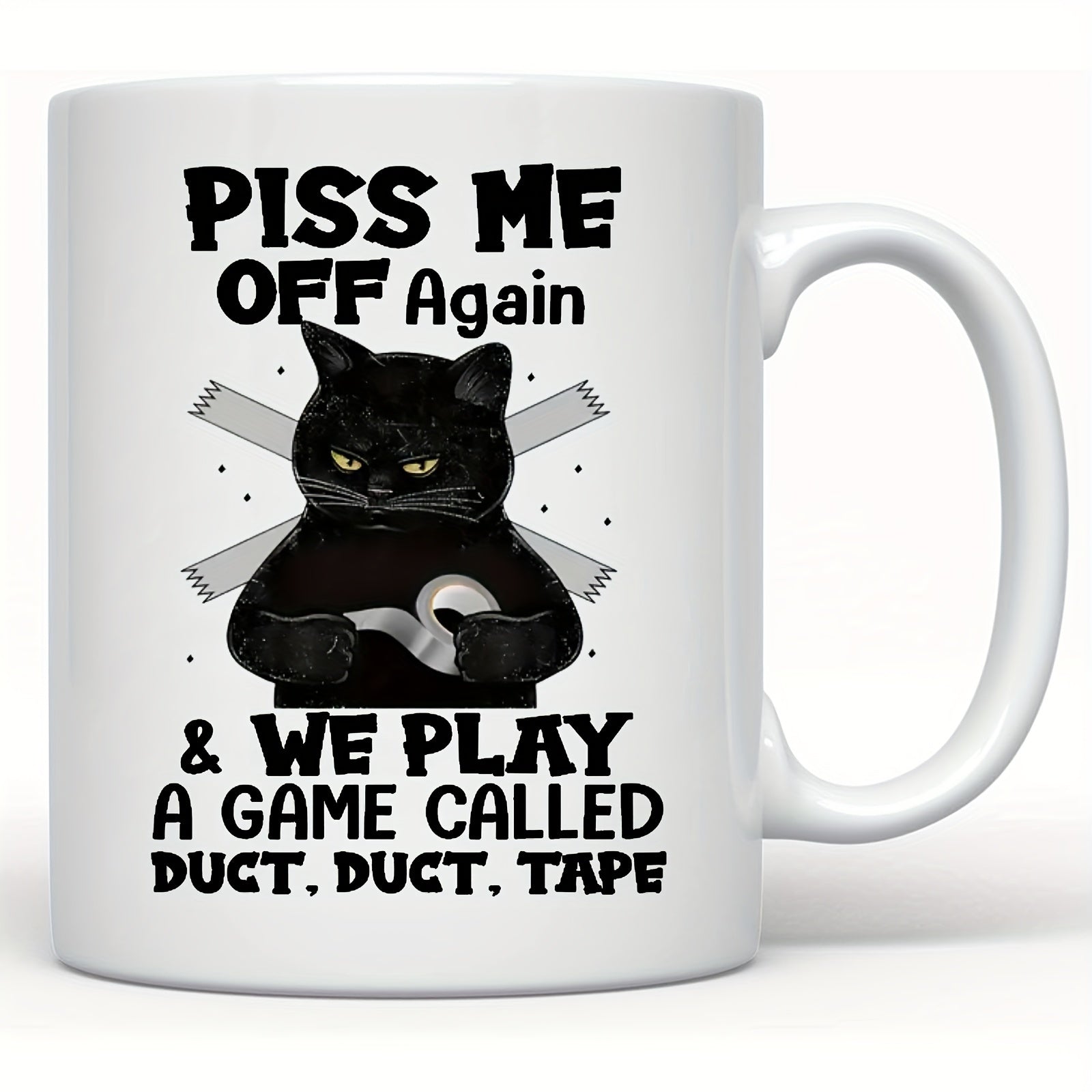 1pc Ceramic Coffee Cup - Black Cat Design - 11oz Home Office Mug For Coffee Lovers