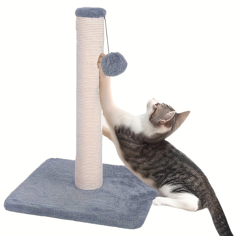 1pc Vertical Sisal Cat Scratching Post, Interactive Scratching Ball Toy, Durable Cat Climbing Frame, Pet Activity Play Station For Cats
