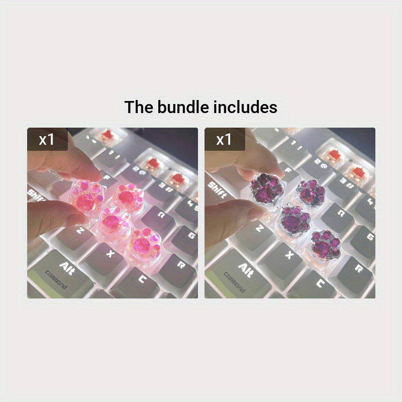 Upgrade Your Keyboard with These Adorable Transparent Cat Paw Keycaps - 4pcs DIY Set!