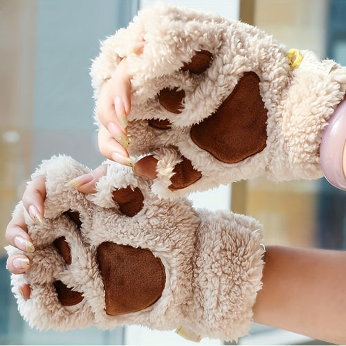 1 Pair of Adorable Kitten Claw Gloves - Soft, Thermal, Plush Knit Fabric - Perfect Cozy Christmas Gift for Friends and Family