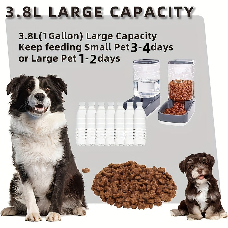 Pet Automatic Feeder Pet Water Dispenser Set, 3.8L Gravity Dog Feeder And Waterer Set, Self Feeding Station For Cats And Dogs Pet Supplies
