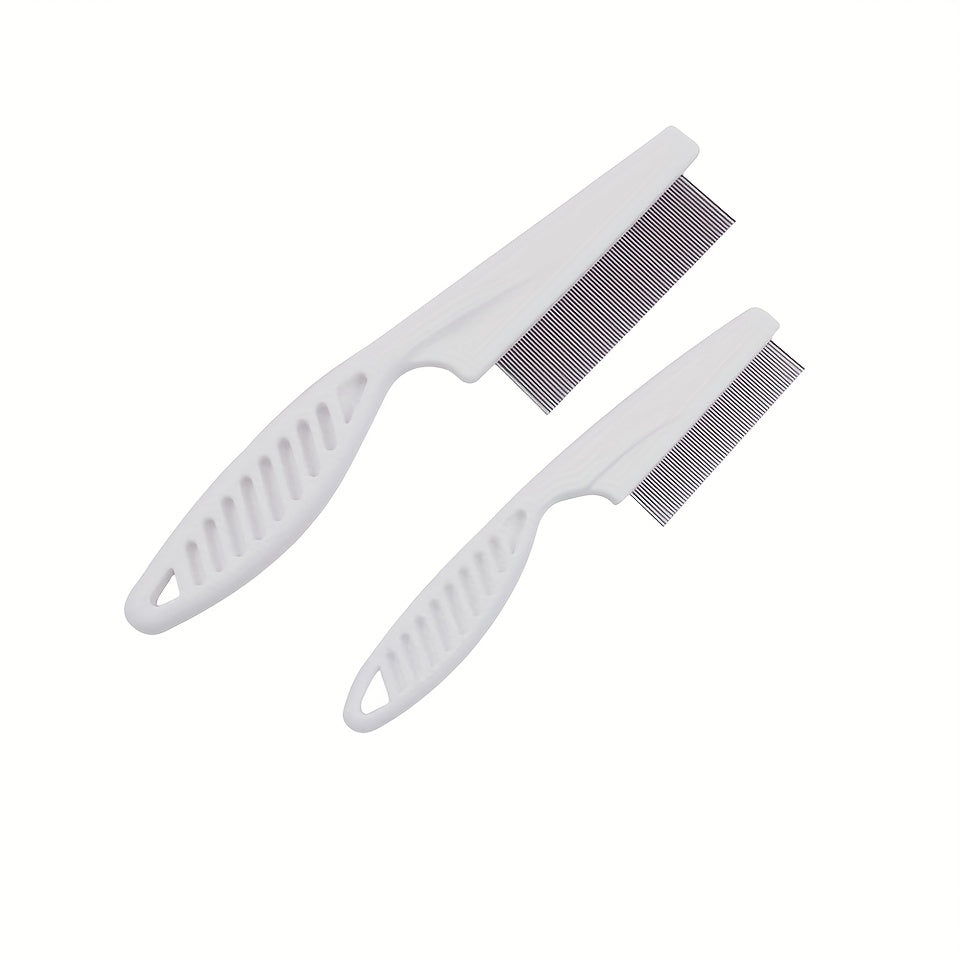 Dual-Action Stainless Steel Flea and Lice Comb for Dogs and Cats - Effective Flea, Tick, and Lice Removal, Gentle Grooming, Hair Detangling, and Easy Cleaning - Durable Plastic Construction for Long-Lasting Use