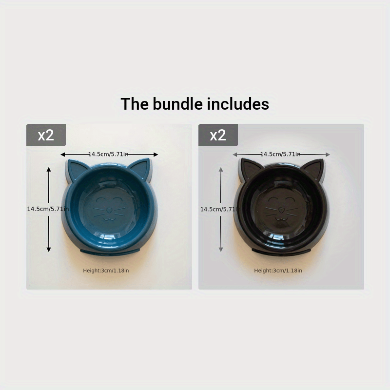 Dual Pet Feeding Bowls for Cats & Small Dogs - Non-Slip, Easy Clean Plastic Food and Water Dish Set