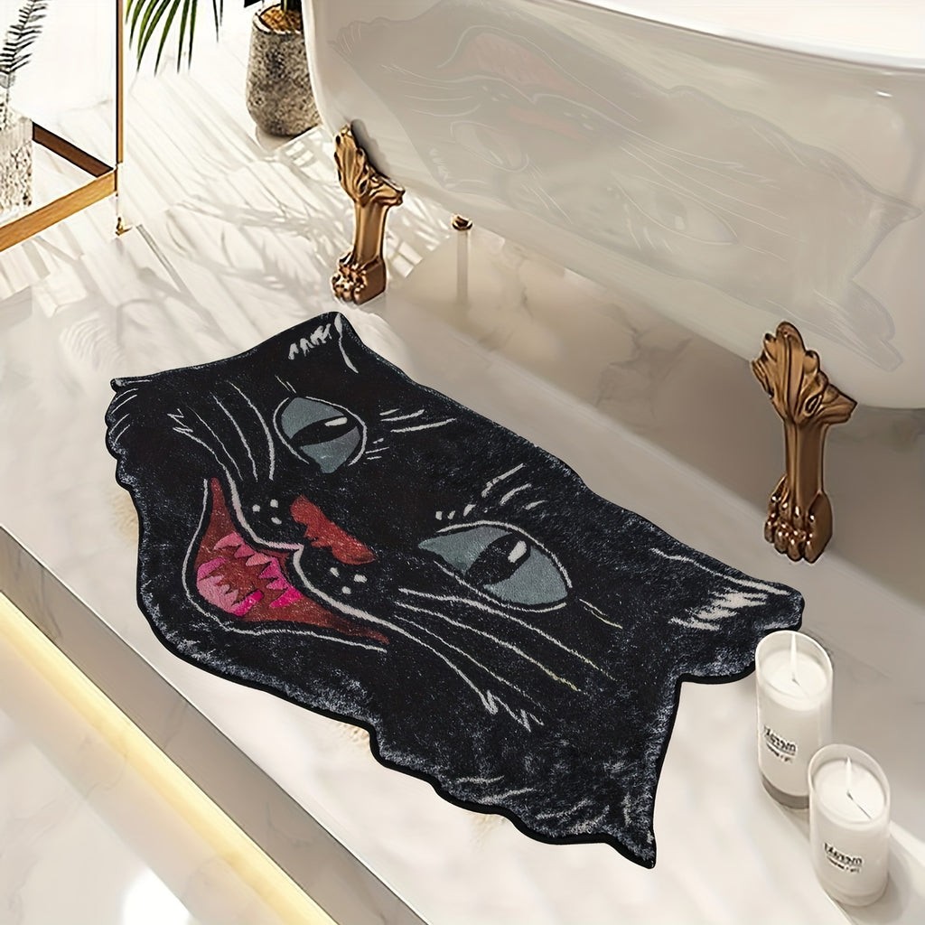1pc Cute Black Cat Multifunctional Floor Mat - Idea For Halloween Room Decor And Home Decor!