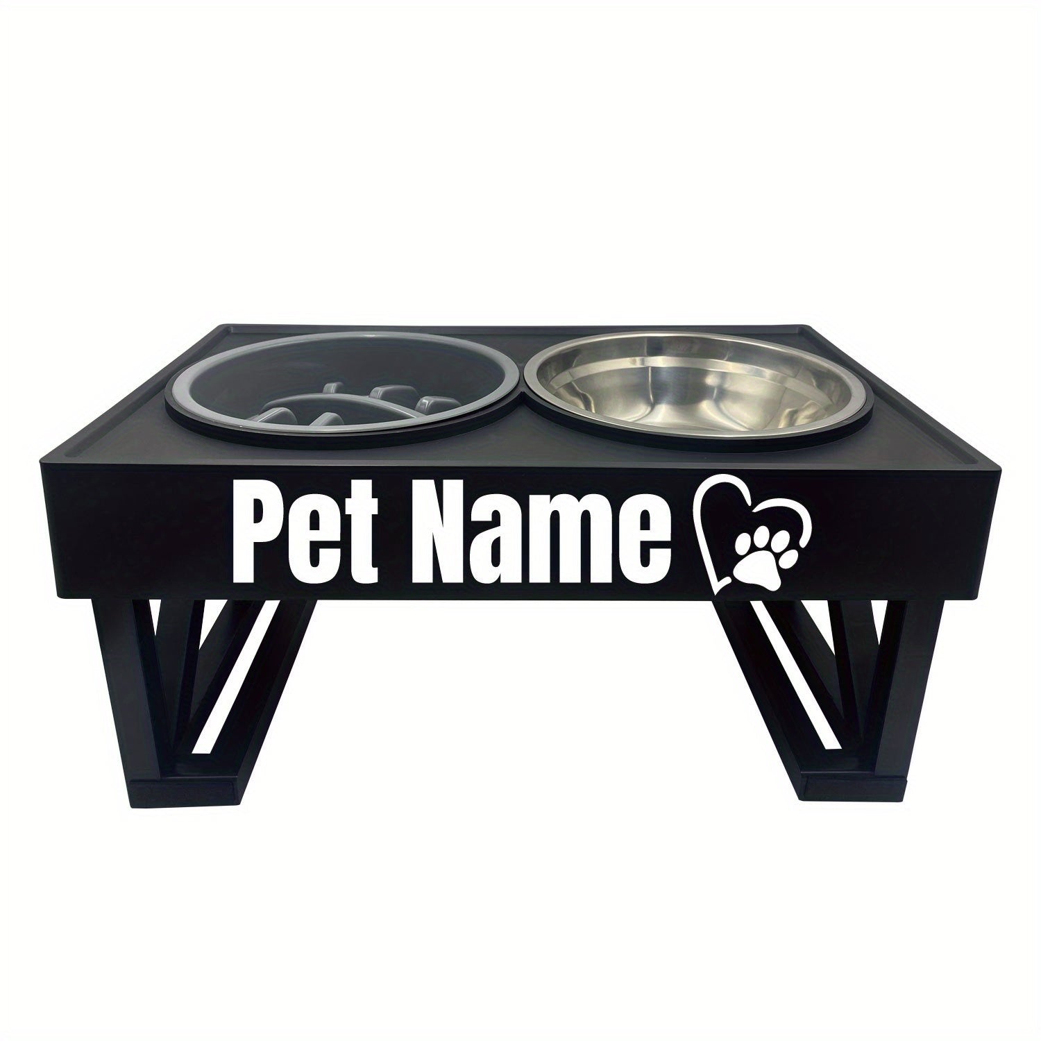 Personalized Stainless Steel Elevated Dog Feeder Bowl - Slow Eating, Anti-Gulping, Spill-Proof, Adjustable Height for Small to Large Dogs & Cats - Durable, Easy to Clean, Healthy Mealtime Solution