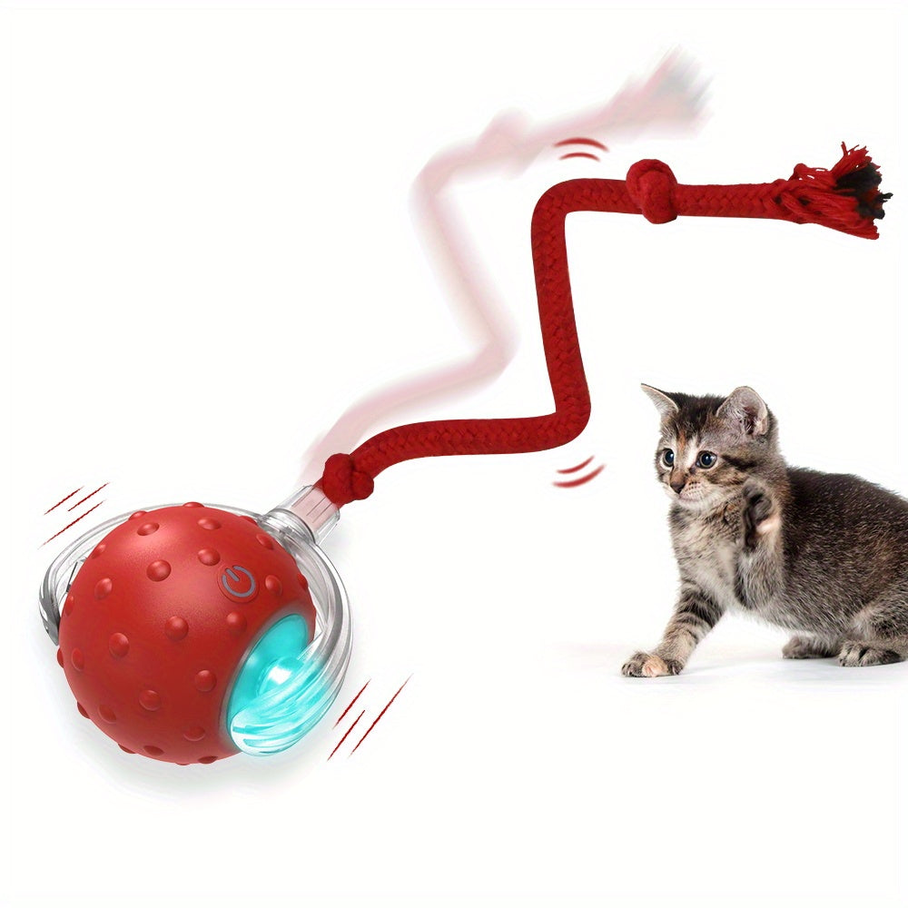 Whisker Whirlwind Interactive Cat Toy - Motion Sensor, Random Rolling, Bird Chirping, Long Tail Teaser - Engaging Kitten Toy for Endless Fun and Exercise