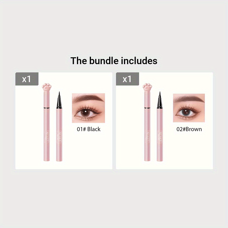 Waterproof Liquid Eyeliner Pen Smudge Proof Long Lasting Eyeliner Pen With Cute Cat Paw Packaging (black And Brown)
