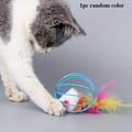 1pc/ 3pcs Interactive Cat Toy: Random Color Feather Cage Mouse - Colorful Teaser for Your Feline Friend!