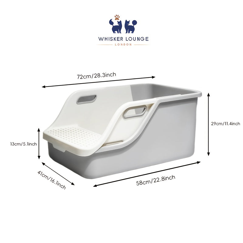 Jumbo Scoopless Open Cat Litter Tray High Sided Rim Kitten Pet Sifting Toilet Plastic Loo Pan Box Anti-Spillage Portable Easy Cleaning No Spilling No Dirty Hands Split Cat Litter Box Suitable For Big Cats And Small Cats