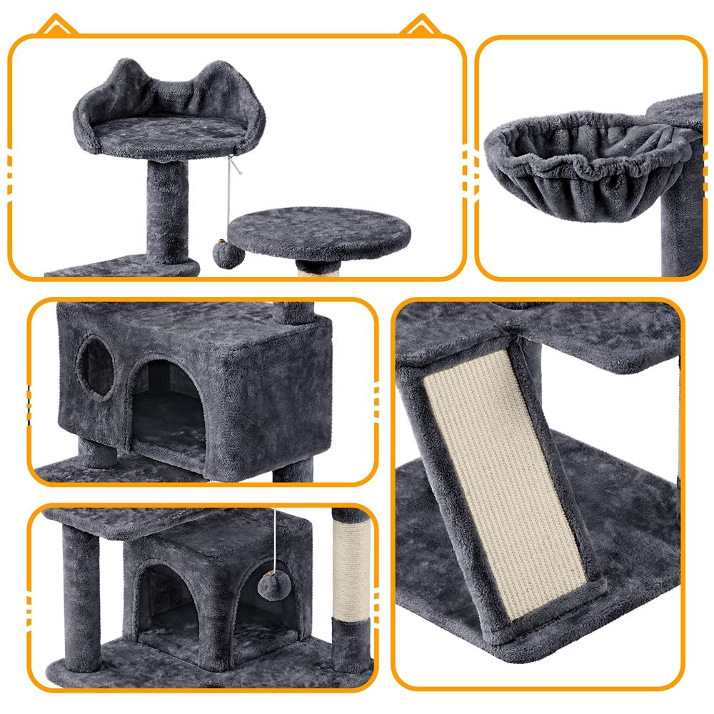 Costoffs Cat Tree, Cat Tree Tower, 145cm Multi-Level Cat Tree Tower with 2 Condos, Dangling Balls, Ladder, Sisal Scratching Posts, Round Platform, Cosy & Stable Indoor Cat Kitten Furniture, Activity Centre, Scratching Tree
