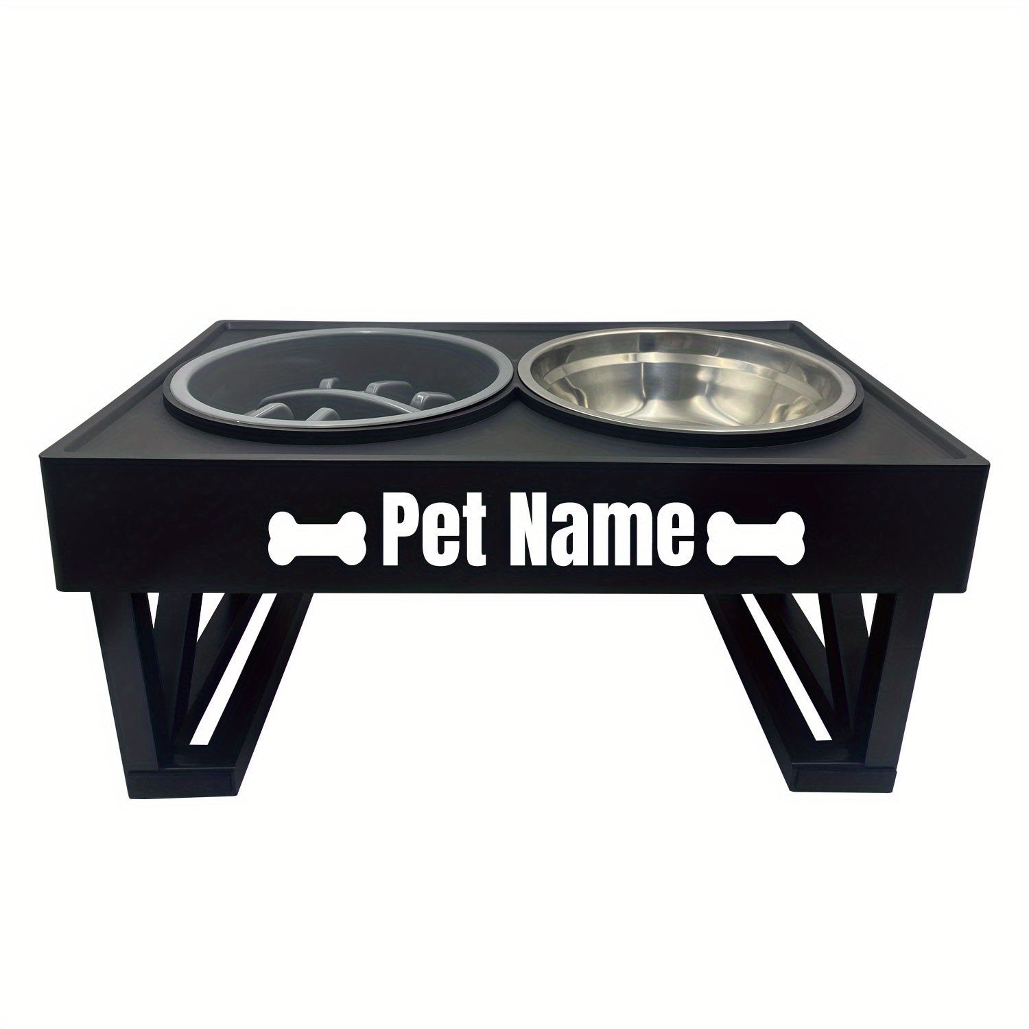Personalized Stainless Steel Elevated Dog Feeder Bowl - Slow Eating, Anti-Gulping, Spill-Proof, Adjustable Height for Small to Large Dogs & Cats - Durable, Easy to Clean, Healthy Mealtime Solution