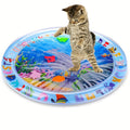 Interactive Water Play Mat for Cats and Small Dogs, Animal Print Splash Pad, Leakproof Durable Plastic Pet Activity Mat for Indoor/Outdoor Fun, Cooling Entertainment Toy for Feline & Canine Enrichment