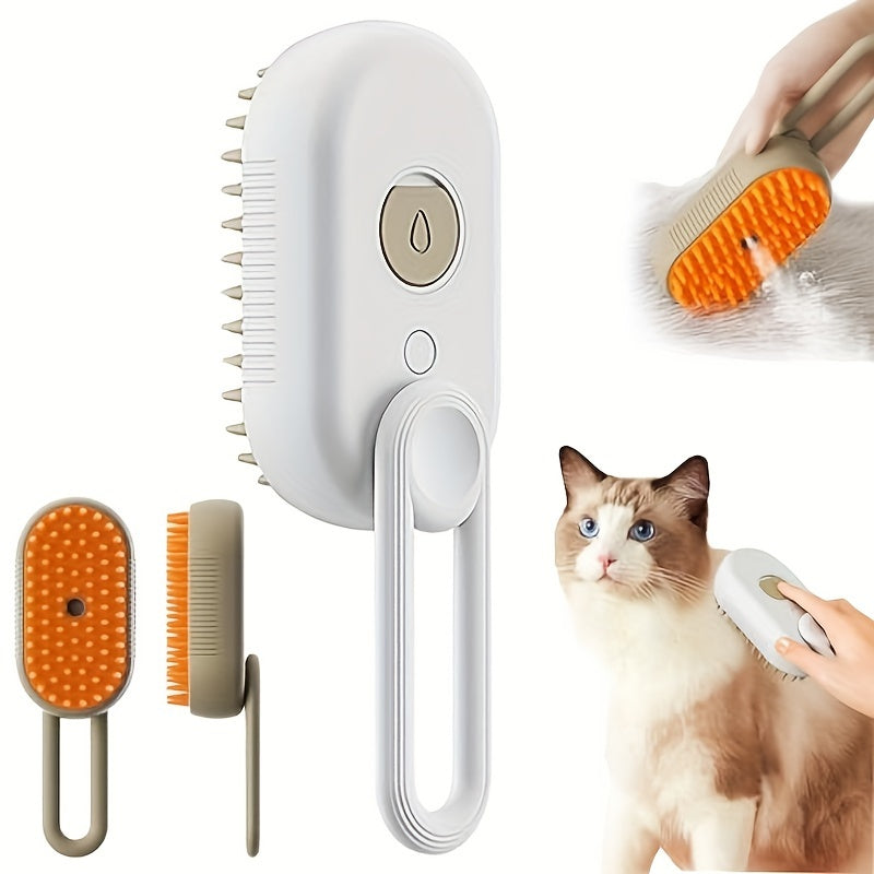 1pc 3-in-1 Self-Cleaning Cat Steam Brush Steamer for Massage, Removing Tangled and Loose Hair, Pet Grooming Essential
