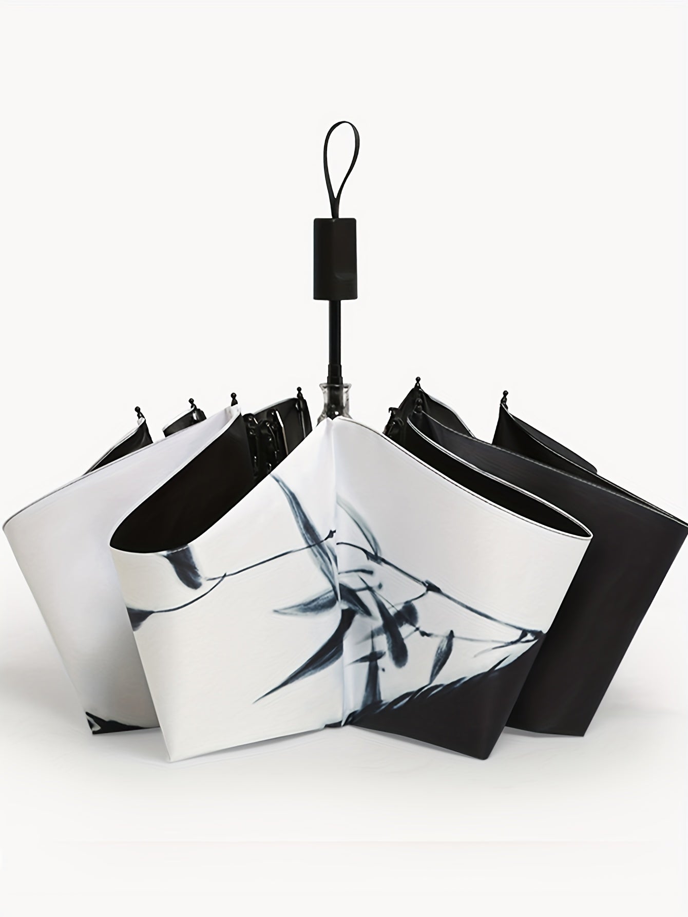 1pc Black And White Cat Pattern Folding Umbrella, Rainproof Sunshade UV Protection Travel Umbrella