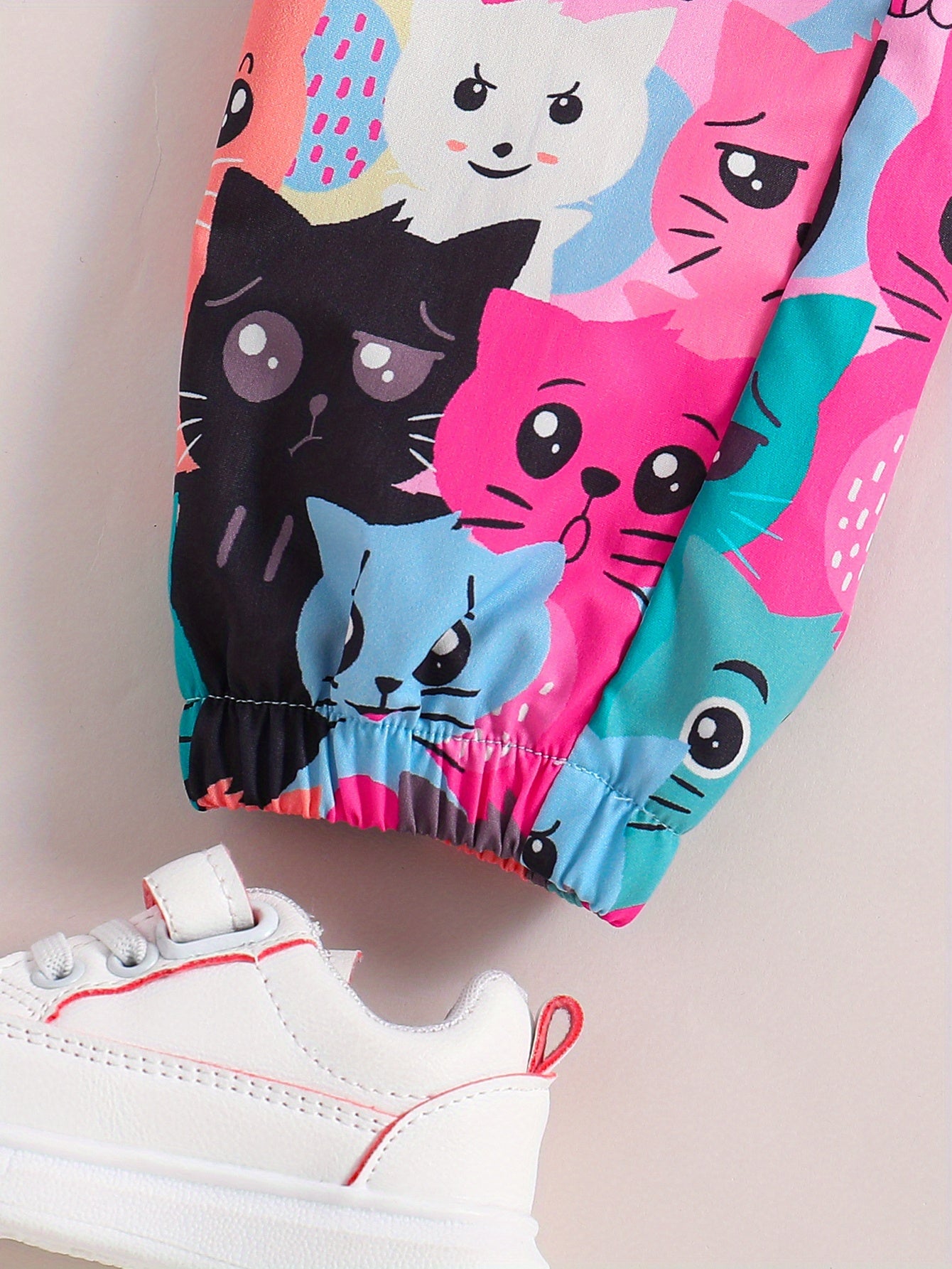 Toddler Girls Cute & Casual Jogger Pants Cat Print Cartoon Graphic For Spring And Summer And Autumn