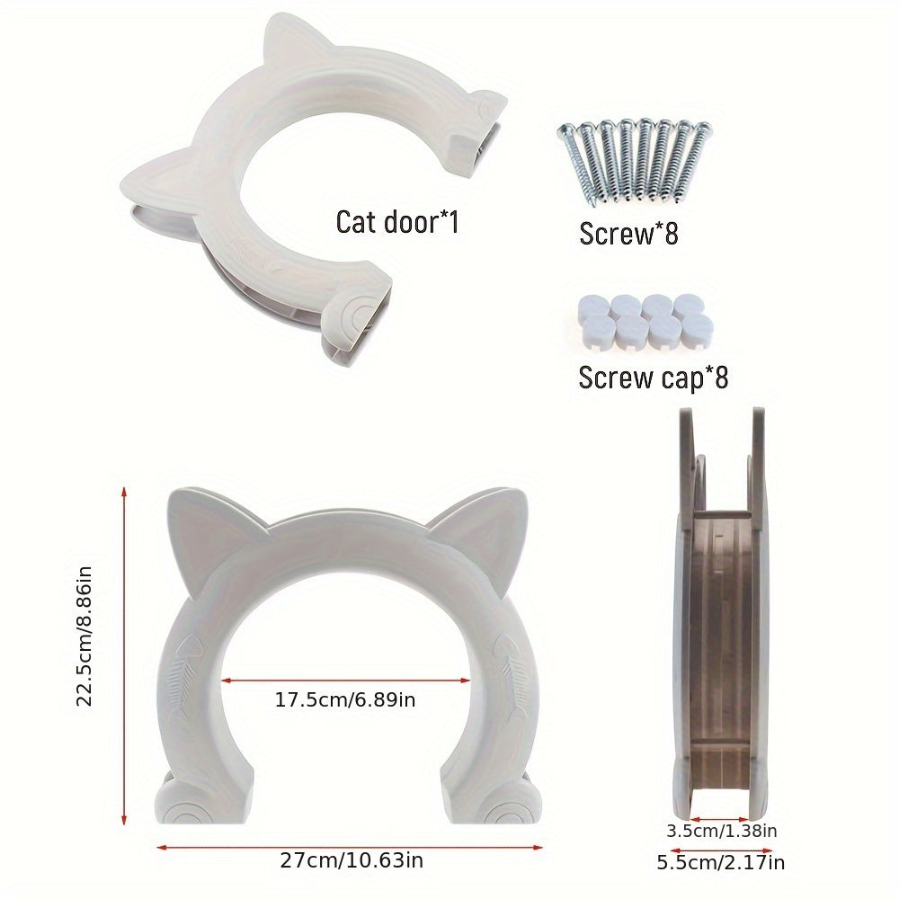 Small Pet Gate Door Kit - Direction Controllable, Accessible, and Durable ABS Plastic Toy for Pet Training, Dog and Cat Door Hole, Kitten-Friendly, Easy Installation