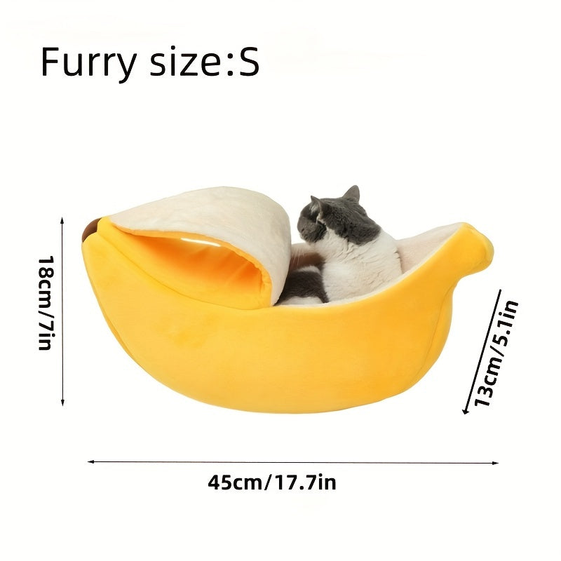 Cozy Banana Cat Bed: A Snuggly Cave For Your Furry Friend!