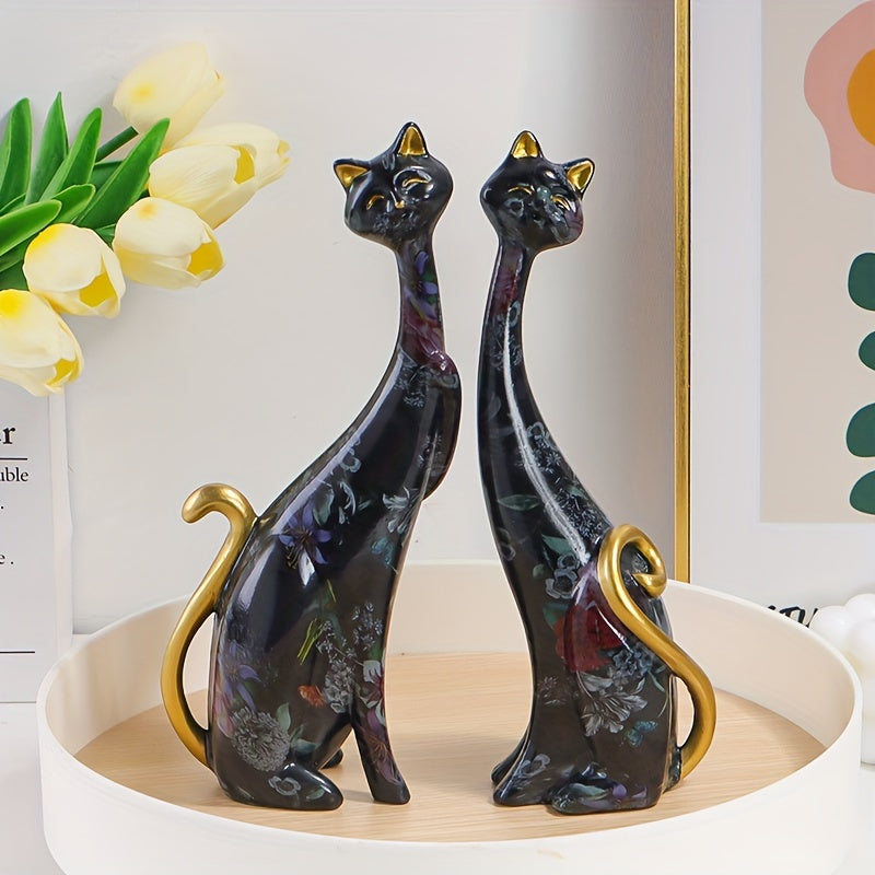 2pcs Adorable Cat Couple Ornaments for Valentine's Day and Home Decor - Perfect Holiday Gift for Living Room, Study, TV Cabinet, and Office Desktop