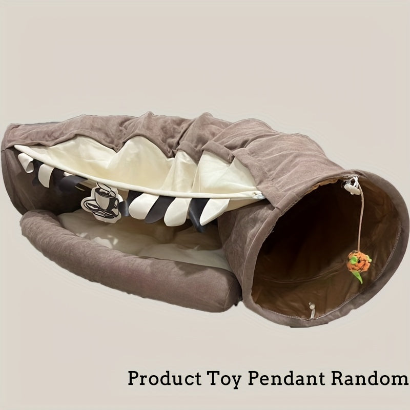 Feline Fun Tunnel - Cat Houses & Condos with Durable, Lightweight, Collapsible Design - Easy to Clean, Store, and Washable Cat Bed for All Sizes, Plus Large Breeds