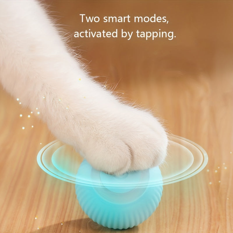 MIAOQUANJI Automatic Rolling Ball Toy for Cats - USB Rechargeable Interactive Play Ball with Motion-Activated Glow-in-the-Dark Feature, Durable Silicone, Safe for All Breeds & Sizes, Blue, Cat Ball Toy