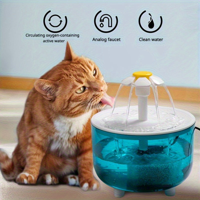 Fountain Flower Cat Drinking Machine Water Dispenser Automatic Recirculation Live Water Flowing Drinking Basin Pet Dog Kitten Water Feeder Large Cap
