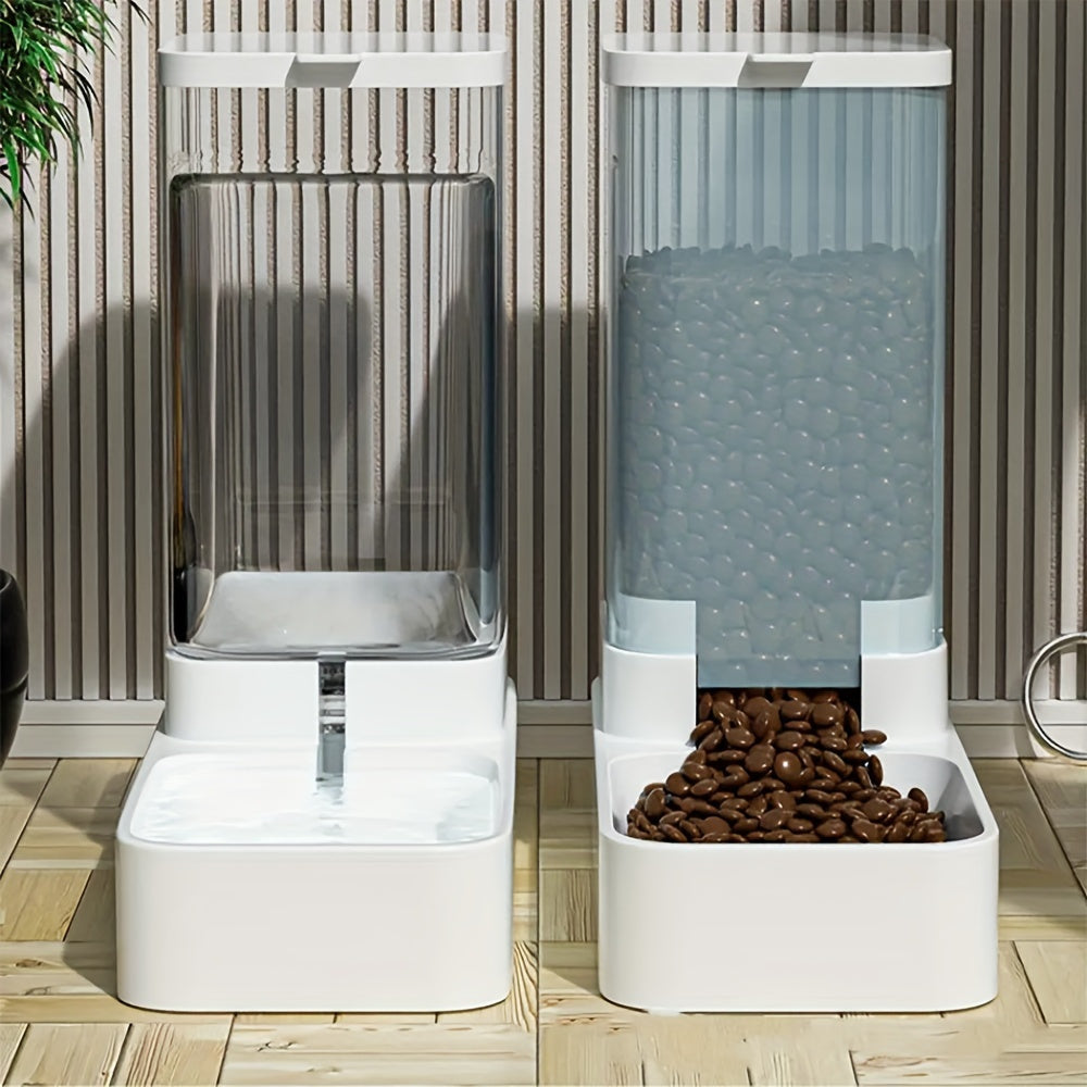 1pc 2pcs Automatic Cat Feeder and Waterer, Pet Feeding and Drinking Station, 3.79 L Capacity Gravity Food Dispenser, Non-Electric, with Reusable Filter, Plastic Material for Cats and Dogs