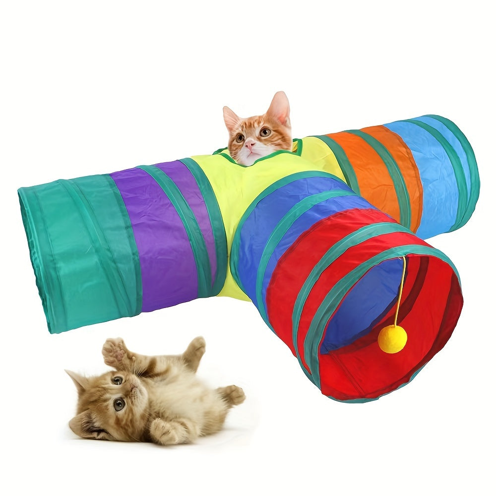 Foldable Cat Tunnel With Ball - Interactive Kitten Toy For Endless Fun