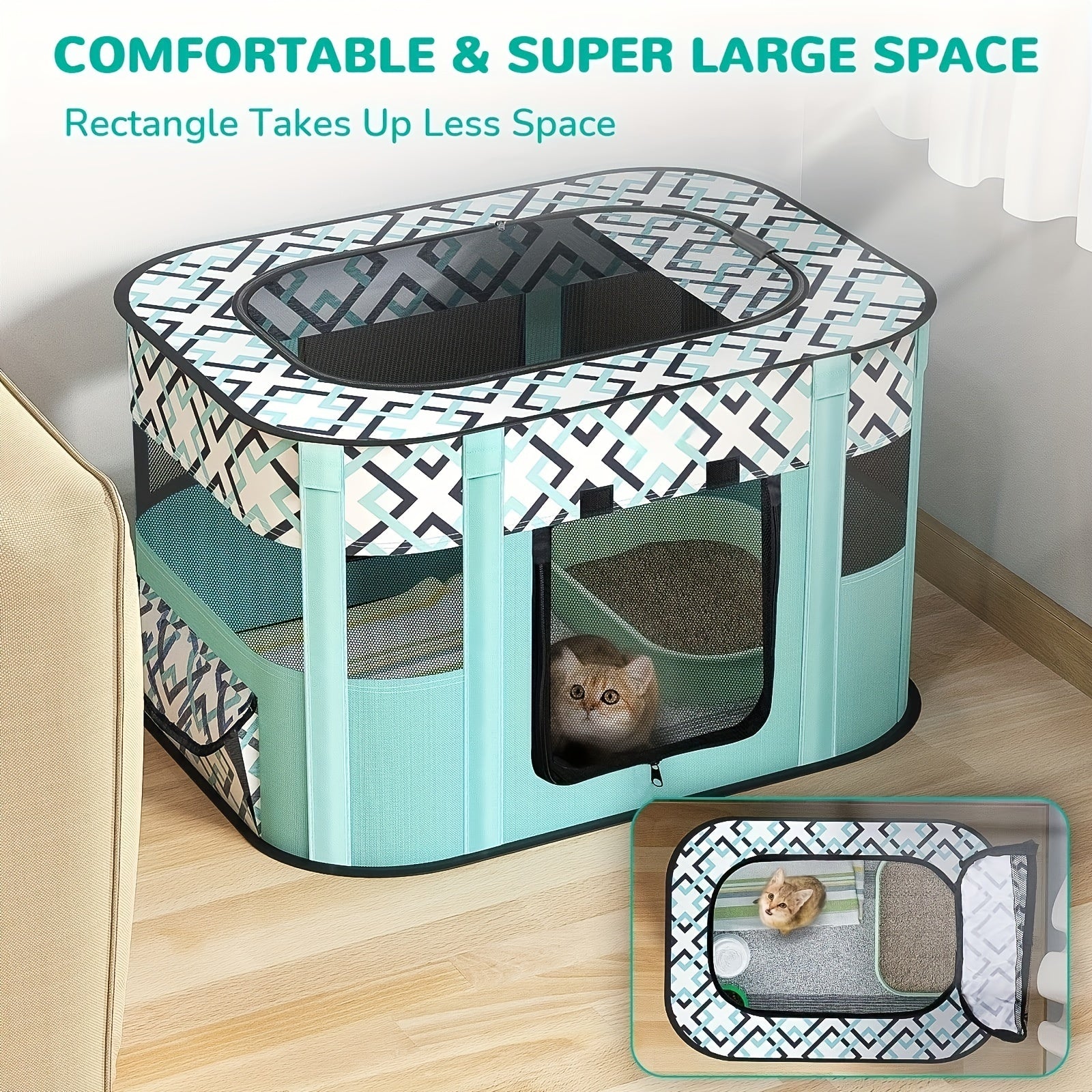 Pet Playpen for Large Dogs, Dog Playpen for Medium Large Dogs/Puppy/Cat/Rabbit/Chick Wit, Cat Playpen Puppy Kitten Playpen Portable Dog Exercise Kennel Indoor Pet Animal Playpen Dog Cat Crate for Outdoor Travel Camping, with
