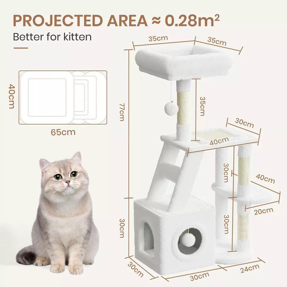 Dogat 107cm High - Quality Multilevel Cat Tree Tower with Scratching Posts - The Perfect Indoor Climbing House Condo for Your Feline Friend