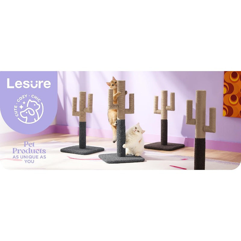 Lesure Medium-Sized Cactus Cat Scratching Post with Durable Carpet Base - Sturdy Kitten Play Tower, 65cm