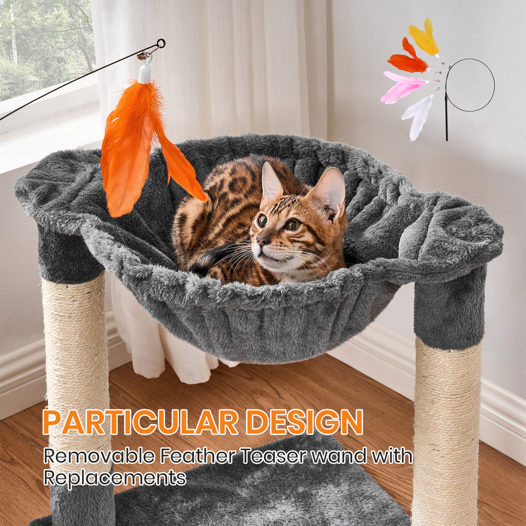 Cat Tree Kitten Activity Centre Pet Bed Tower Natural Sisal & 2 Scratching Post