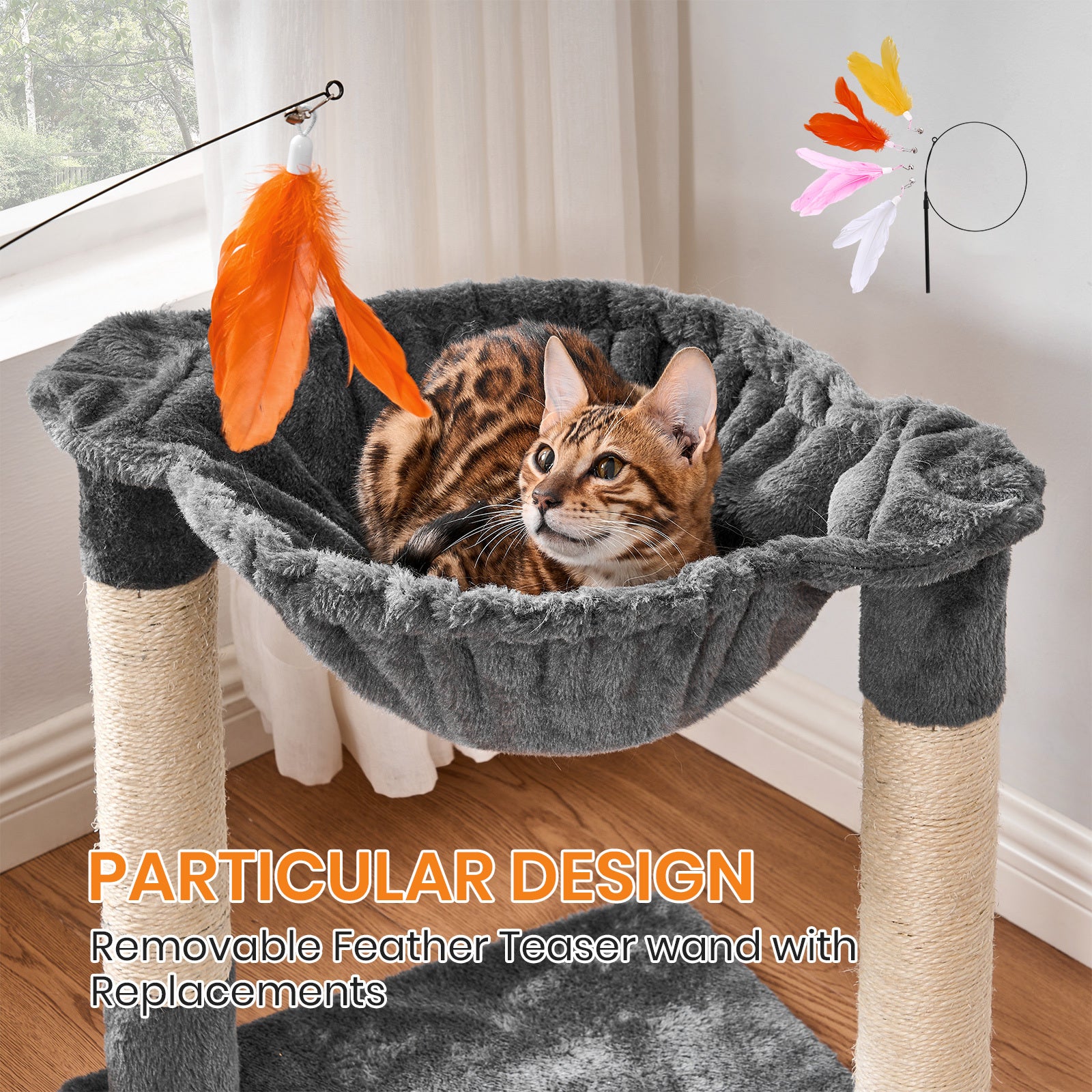 Cat Tree Kitten Activity Centre Pet Bed Tower Natural Sisal & 2 Scratching Post