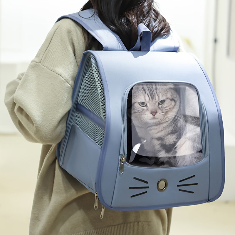1pc Large Transparent Cat Backpack, Breathable Portable Pet Carrier With Ventilation Holes, Durable Travel Bag For Cats And Dogs, Comfortable Shoulder Straps, Pet Supplies