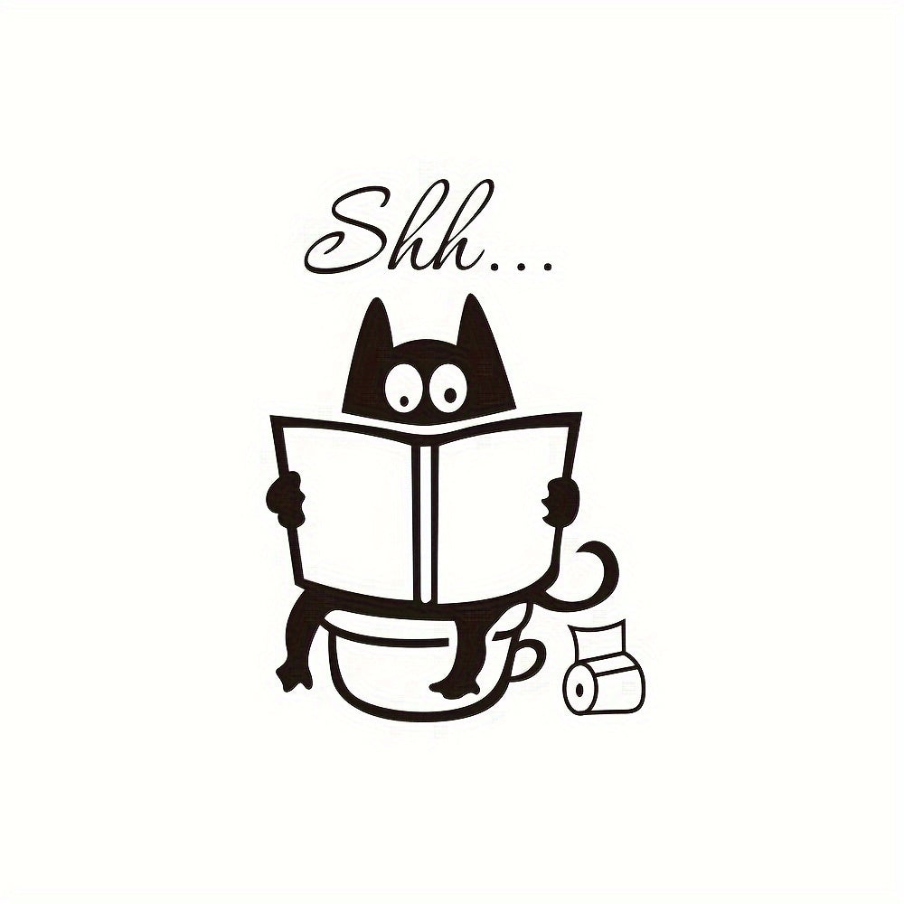 Black Simple Black Cat Toilet Sticker Wall Sticker, Sticky Painting For Living Room Bedroom Decoration