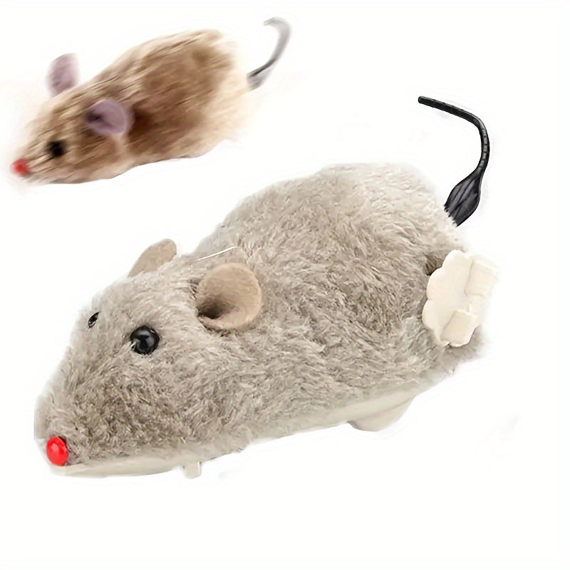 Interactive Plush Mouse Cat Toy - Wind-Up, Durable Plastic, Perfect for Indoor Play & Gifts