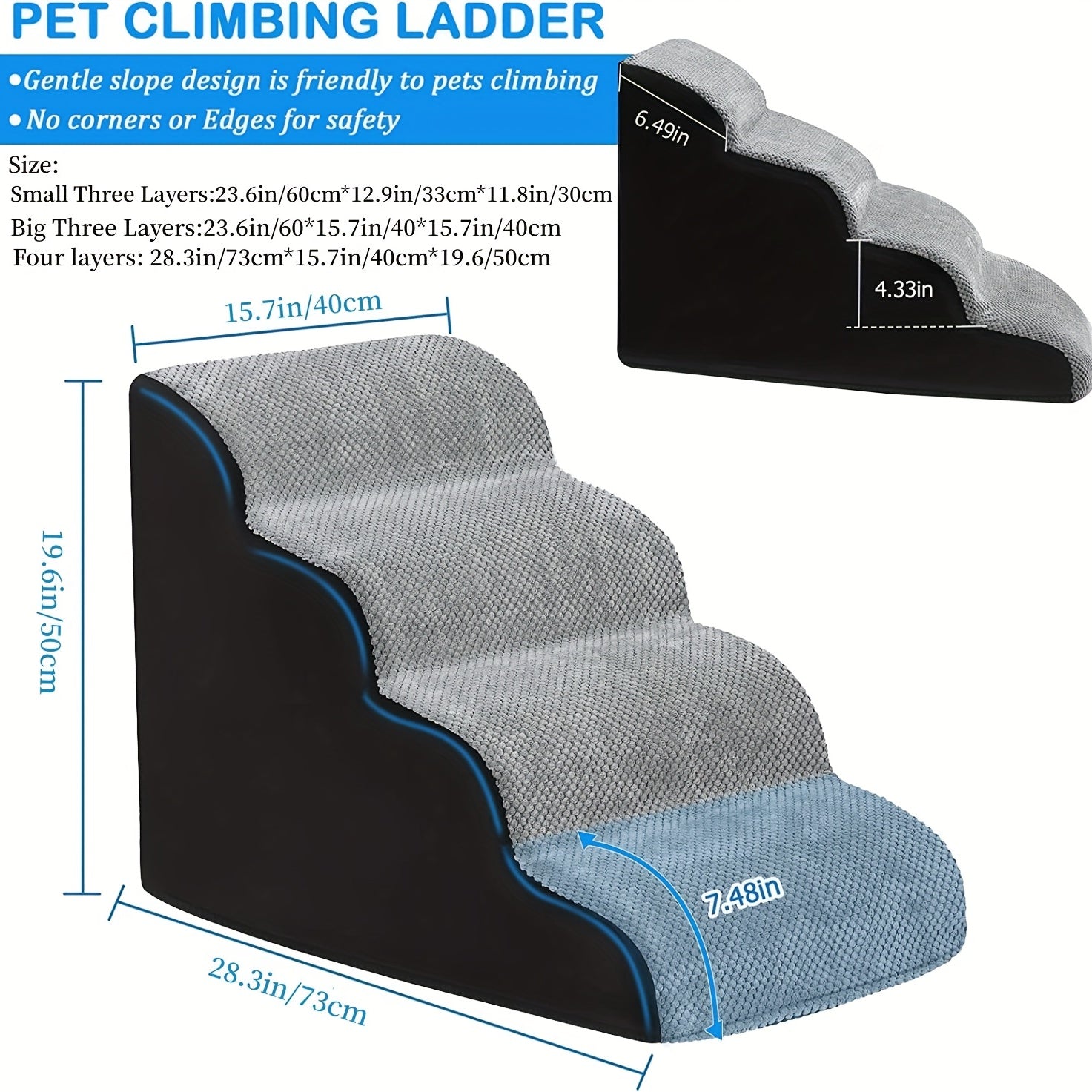 Dog Stairs Up And Down Sofa Bed Sponge Steps Gradient Cat Small Dog Stairs Climbing Stairs Dog Up And Down Sofa Bed Sponge Steps
