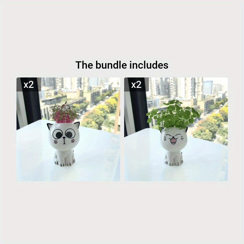 [1pc Cute Cat Flower Pot] 1pc Ceramic Mini Cat Cartoon Cute Flower Pot | Desktop Potted Plant DIY Desk Decoration | Youngsters's School Gift