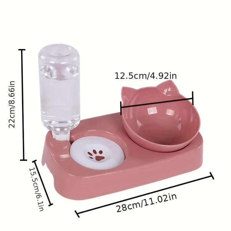 1pc Premium Cat Water & Food Bowl Set - Automatic Dispenser with Elevated Feeder, Two-in-one Hygienic Solution for Healthy Feeding, Modern & Convenient Design for Your Furry Friend
