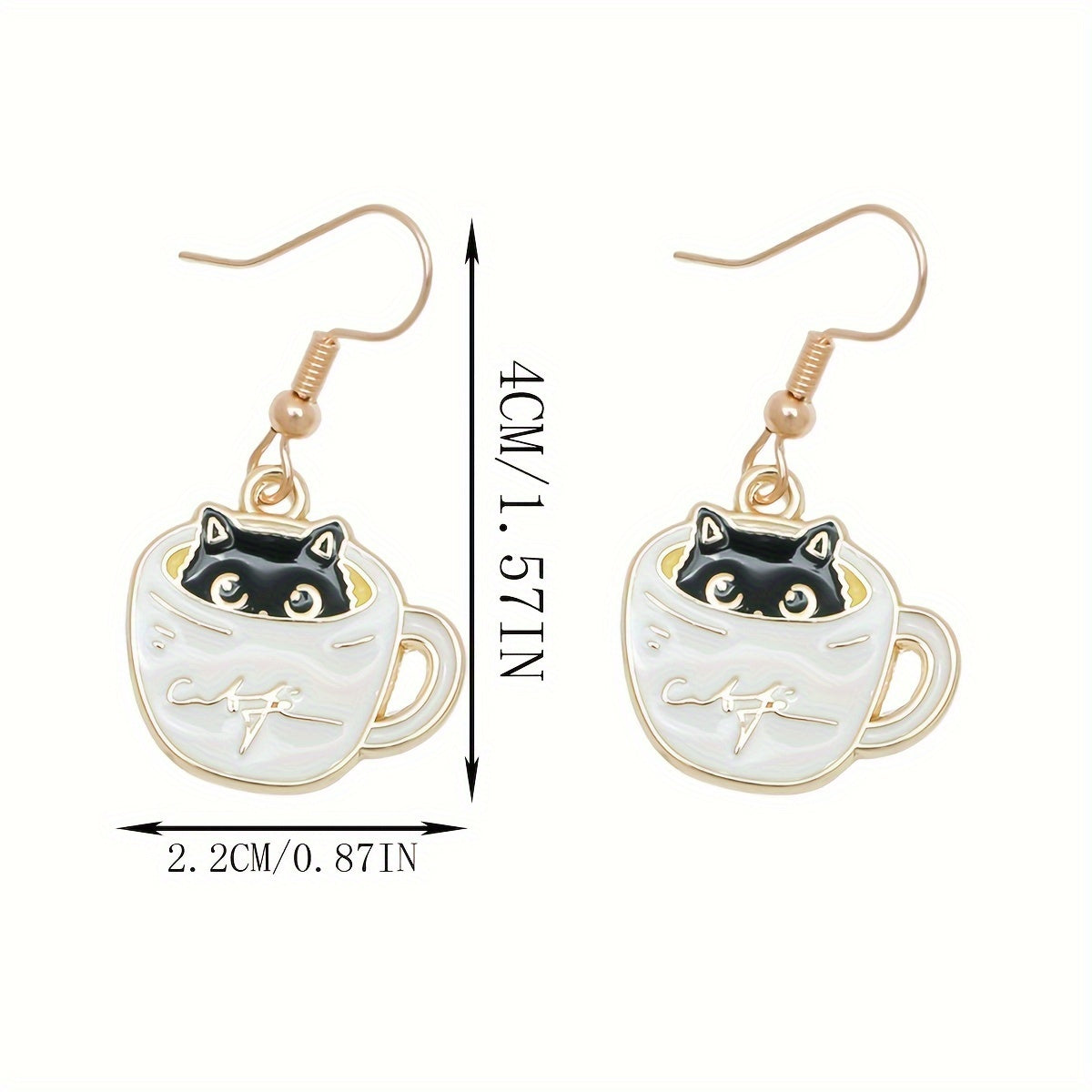 1 Pair Of Cute Drop Earrings Lovely Cup & Kitten Design Match Daily Outfits Party Accessories Casual Dating Decor For Female
