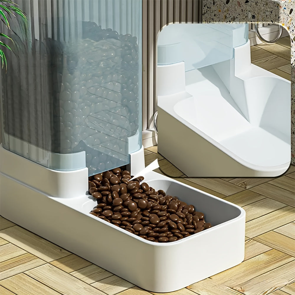 1pc 2pcs Automatic Cat Feeder and Waterer, Pet Feeding and Drinking Station, 3.79 L Capacity Gravity Food Dispenser, Non-Electric, with Reusable Filter, Plastic Material for Cats and Dogs