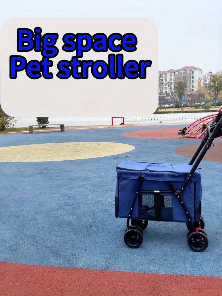 Breathable Mesh Pet Stroller with Sunroof - Durable Metal Frame, Foldable Design for Small to Large Dogs & Cats, Dog Stroller