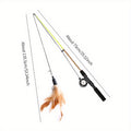 1pc 1pc Interactive Cat Feather Teaser Wand with Replacement Heads - Entertain Your Cat for Hours