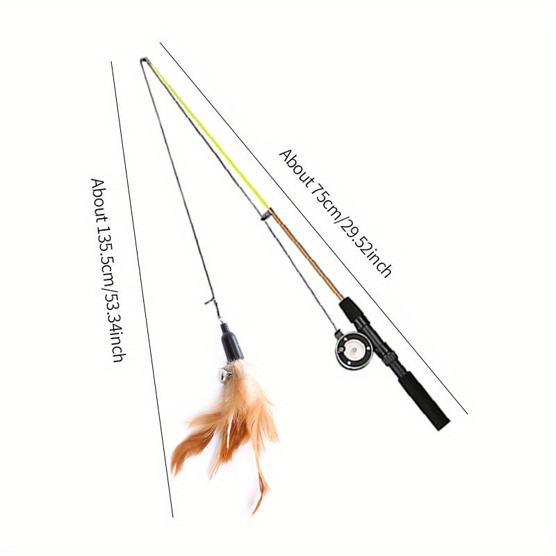 1pc 1pc Interactive Cat Feather Teaser Wand with Replacement Heads - Entertain Your Cat for Hours