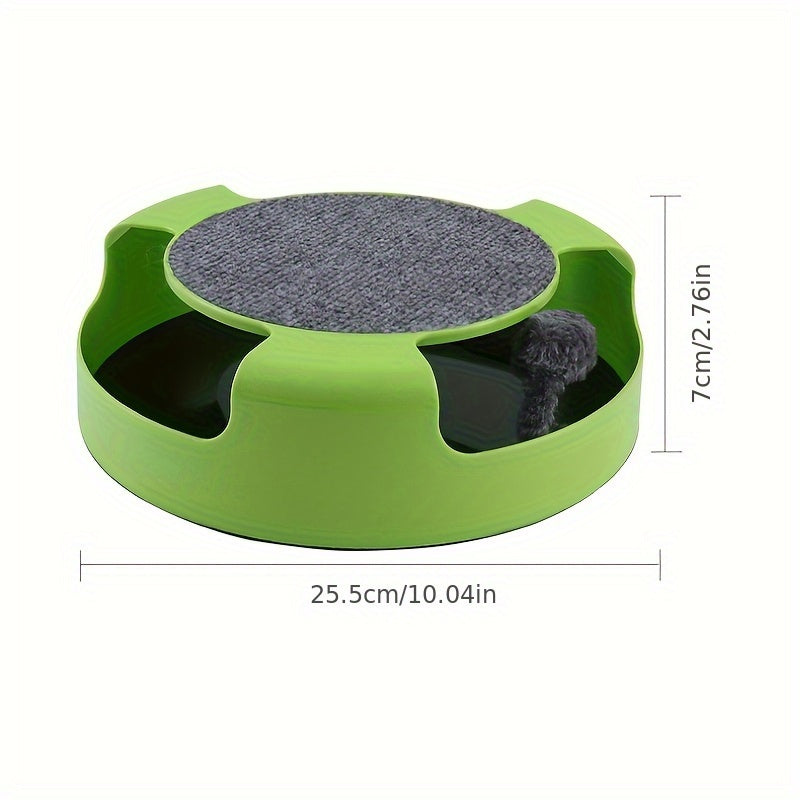 Interactive Cat Toy With Spinning Mouse And Scratching Pad, Durable Plastic Round Play Turntable, Pet Entertainment And Exercise Accessory