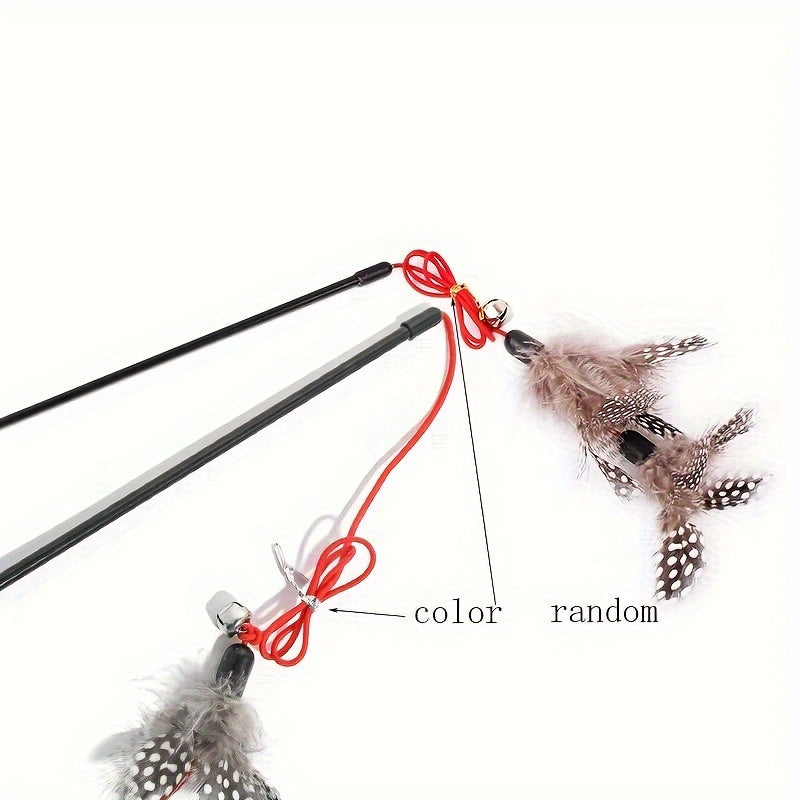Interactive Cat Toy - 1pc Cat Teaser Stick with Feather & Bell for Indoor Cats' Fun & Exercise
