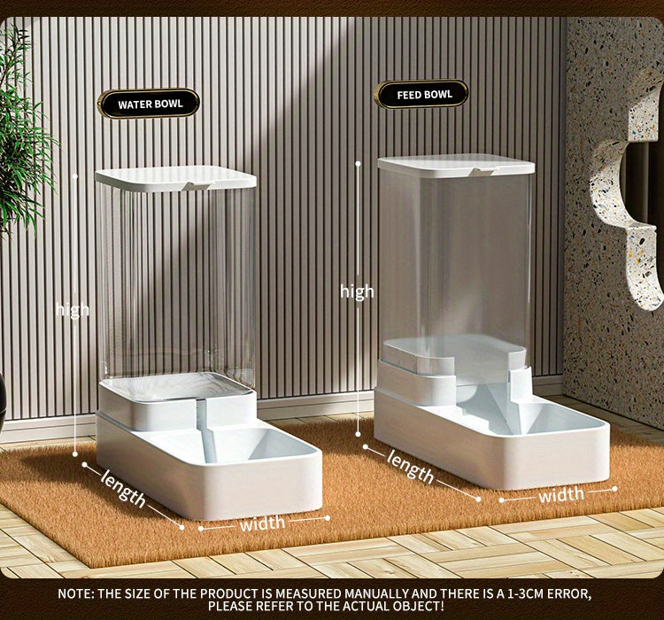 Uncharged Automatic Pet Feeder and Water Dispenser Set for Cats - Convenient, Hygienic, and Space-Saving Feeding Solution with Gravity-Fed Technology and Easy Cleaning Design