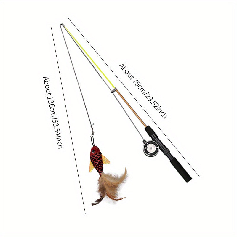 1pc 1pc Interactive Cat Feather Teaser Wand with Replacement Heads - Entertain Your Cat for Hours